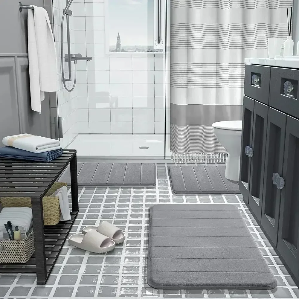 3-Piece Memory Foam Bath Mat Set 4