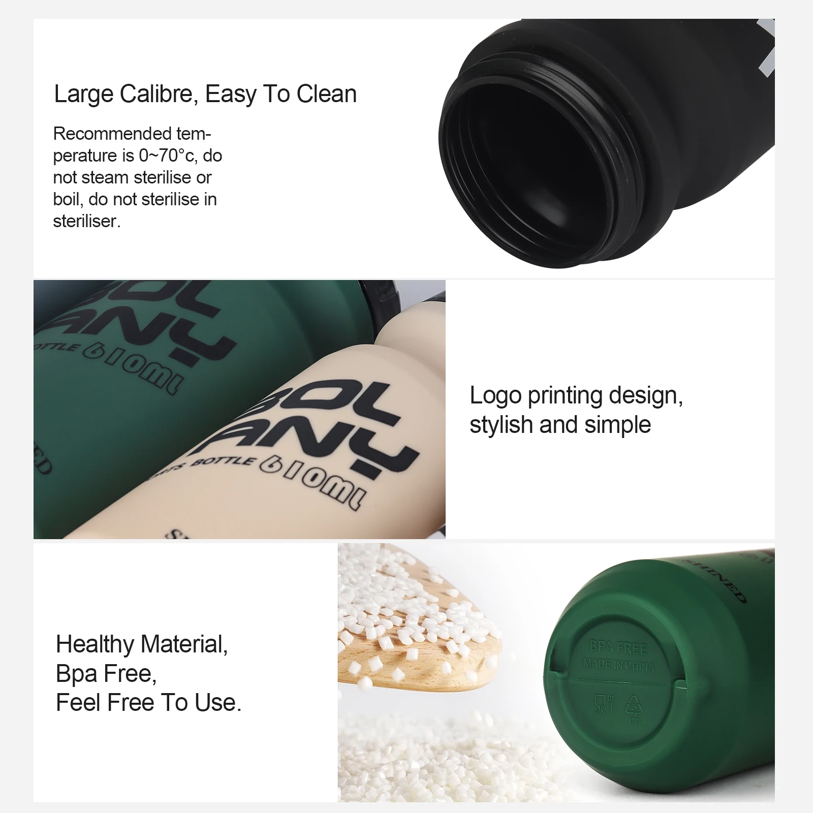 BOLANY Leak-Proof Cycling Water Bottle - 610ML Squeeze Bottle for Outdoor Sports & Fitness