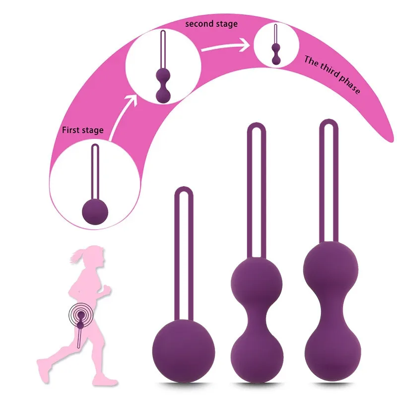 3PCS Medical Silicone Kegel Balls Exercise Tightening Massager Pelvic Ben Wa Balls Anal Balls Vaginal Balls Sex Toys For Women