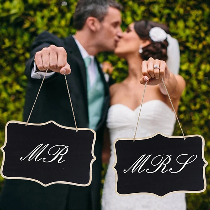 Rustic Wedding Wooden Blackboard Mr Mrs Bridal Shower Decoration Photobooth Birthday Party DIY Home Decor Sign Message Board