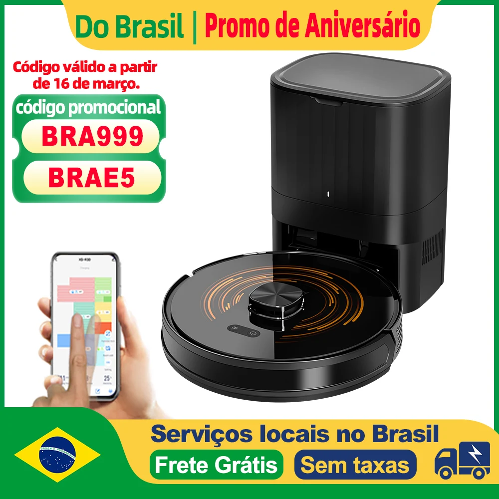 Robô Aspirador de Pó ABIR K30 com Estação de Auto-Esvaziamento