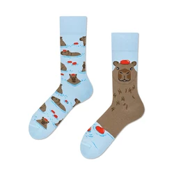 Whimsical Capybara Cotton Crew Socks - Unisex Fashion Novelty Gift - One Size (Capibara)