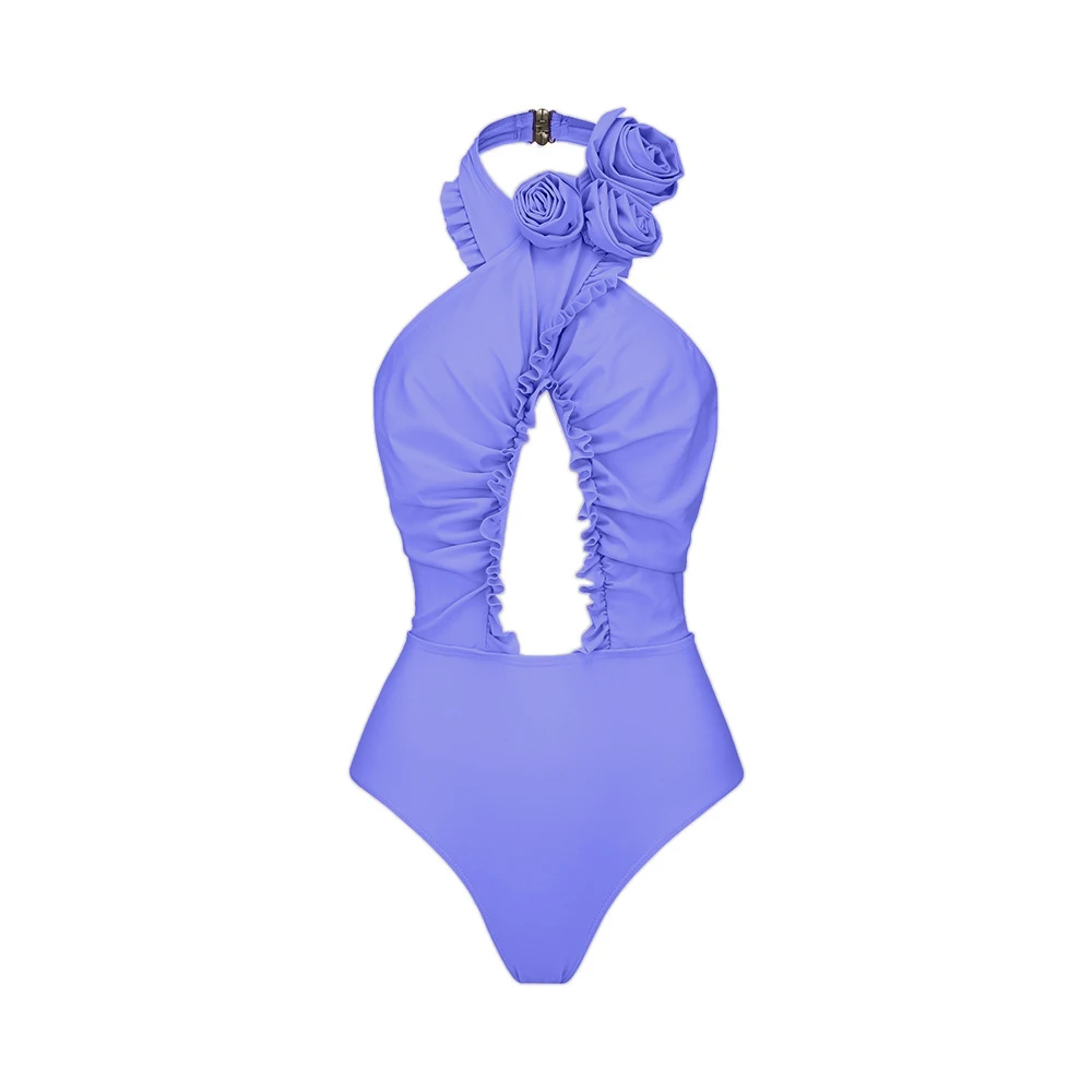 ZAFUAZ 2024 Sexy Women One-Piece Swimsuit Cut-out Swimwear Cross Halter Bikinis Summer Skirt Bathing Suit Backless Brazilian