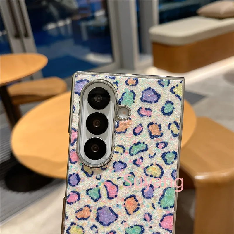 Luxury Electroplating Glitter Leopard Print Case For Samsung Z Fold_voghion.com