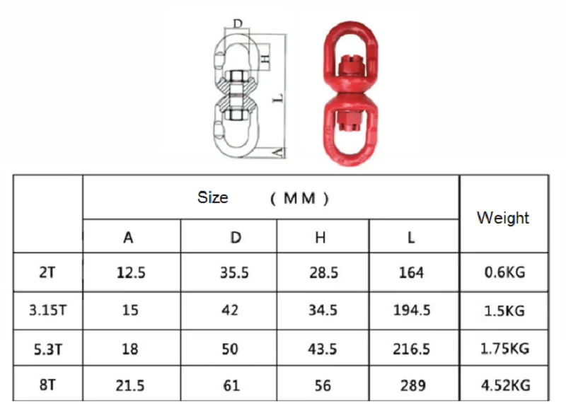 8T Universal vertical swivel hook lifting tool crane cargo hook