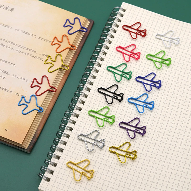 

10Pcs Airplane Shape Paper Clip Creative Bookmark Clip Rustproof Document Organizing File Clamp Creative Irregular File Folders