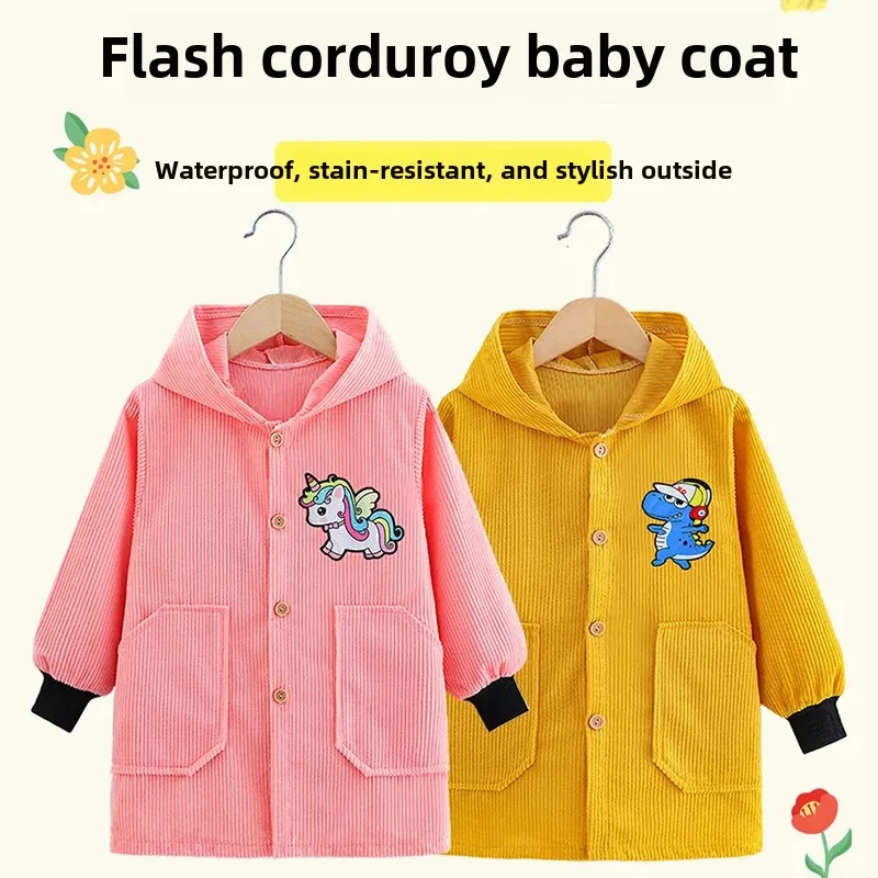 Long down Jacket Children's Outerwear over Knee Waterproof Dirty Proof Autumn Winter Unisex Baby Protective Clothing AE Stock