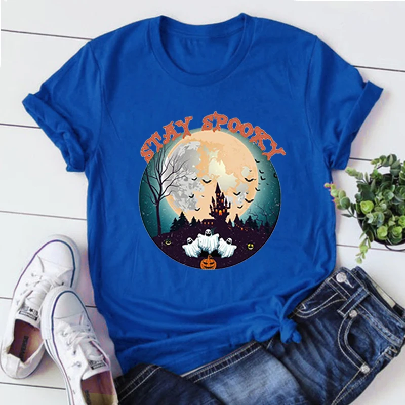 

Halloween Shirt Halloween Women Clothing Stay Spooky Tshirt Spooky Season Kawaii Clothes Trick Shirt Casual T-shirts
