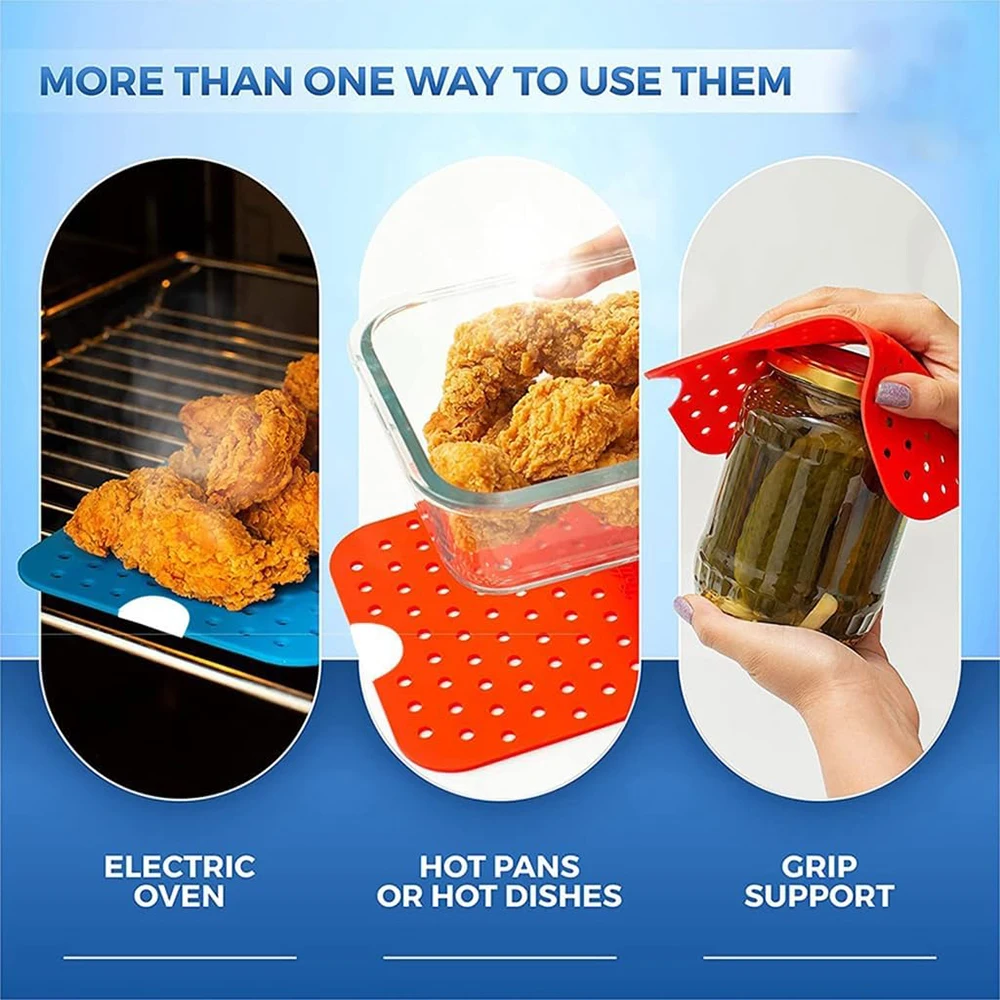 2Pcs Silicone Air Fryer Liners Non-Stick Rectangle Baking Mat for Ninja DZ201 DZ401 Air Fryer Accessories
