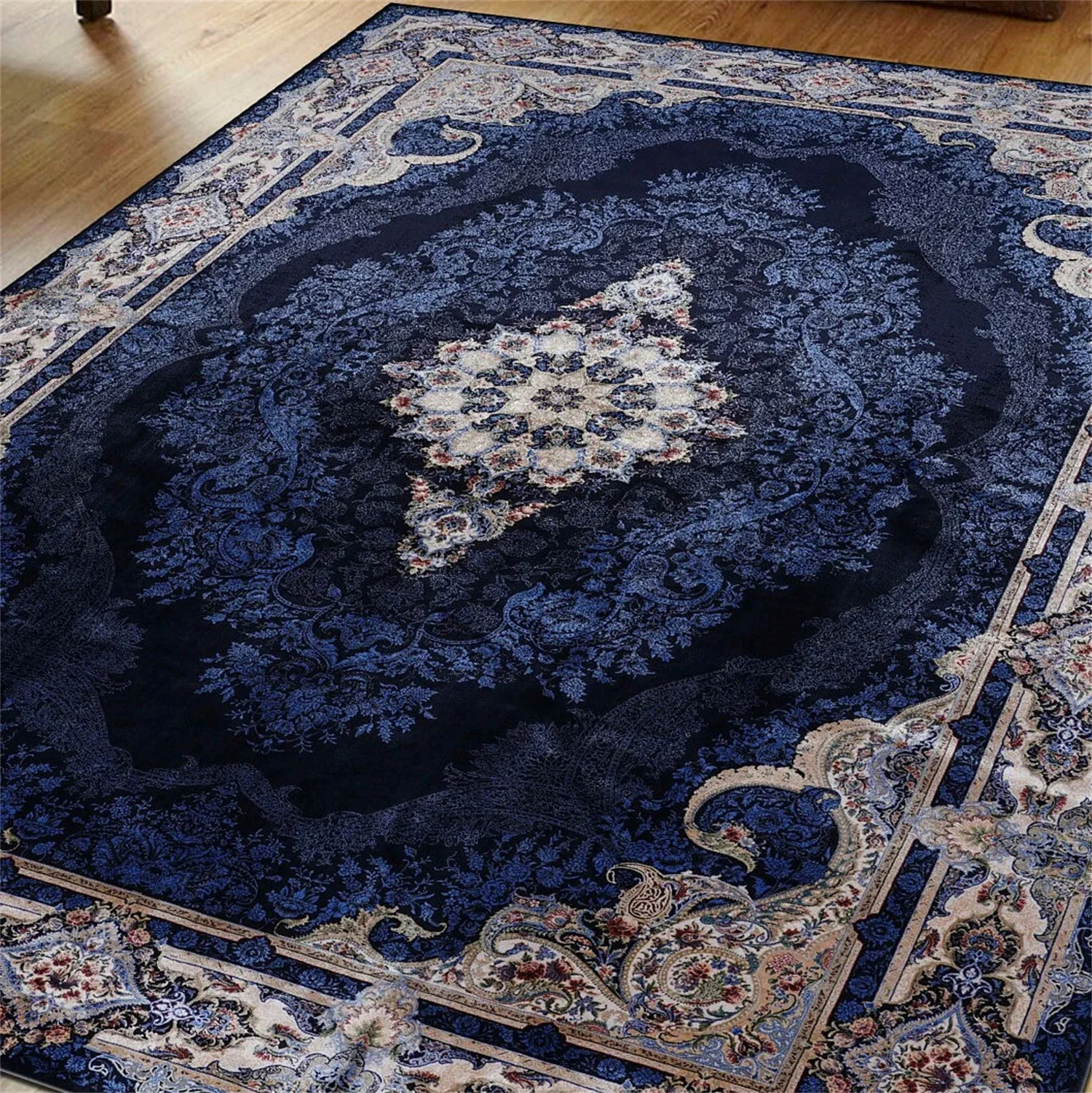 Turkish Rug Oriental Dark Blue Carpet for Living Room Rug Saloon Rugs Anti-slip Non slip Kitchen Rug Turkish Entryway Doormat 5