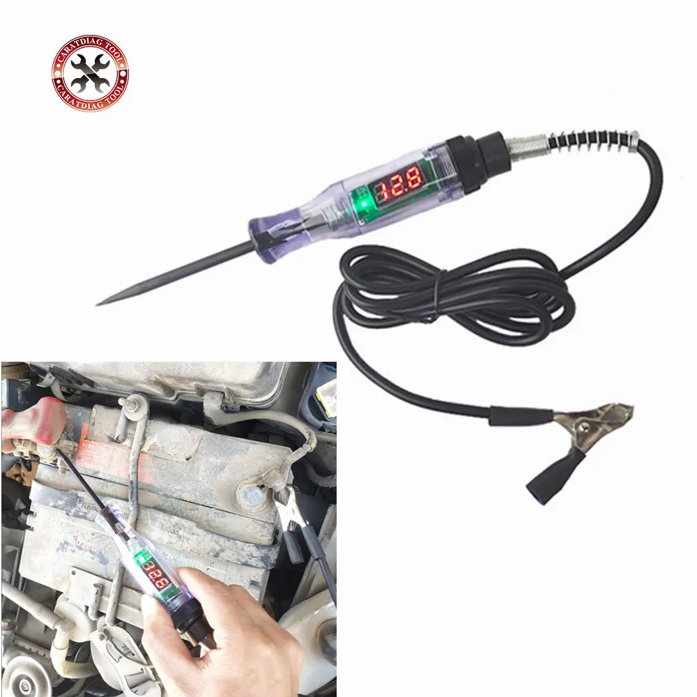 Car Light Tester Circuit Detector Probe Pen Tester Voltage Test Pen Circuit Tester Universal Digital Display Car Truck Voltage Circuit Tester Probe Pen Light Bulb Diagnostic Tool Car Circuit Repair Accessories