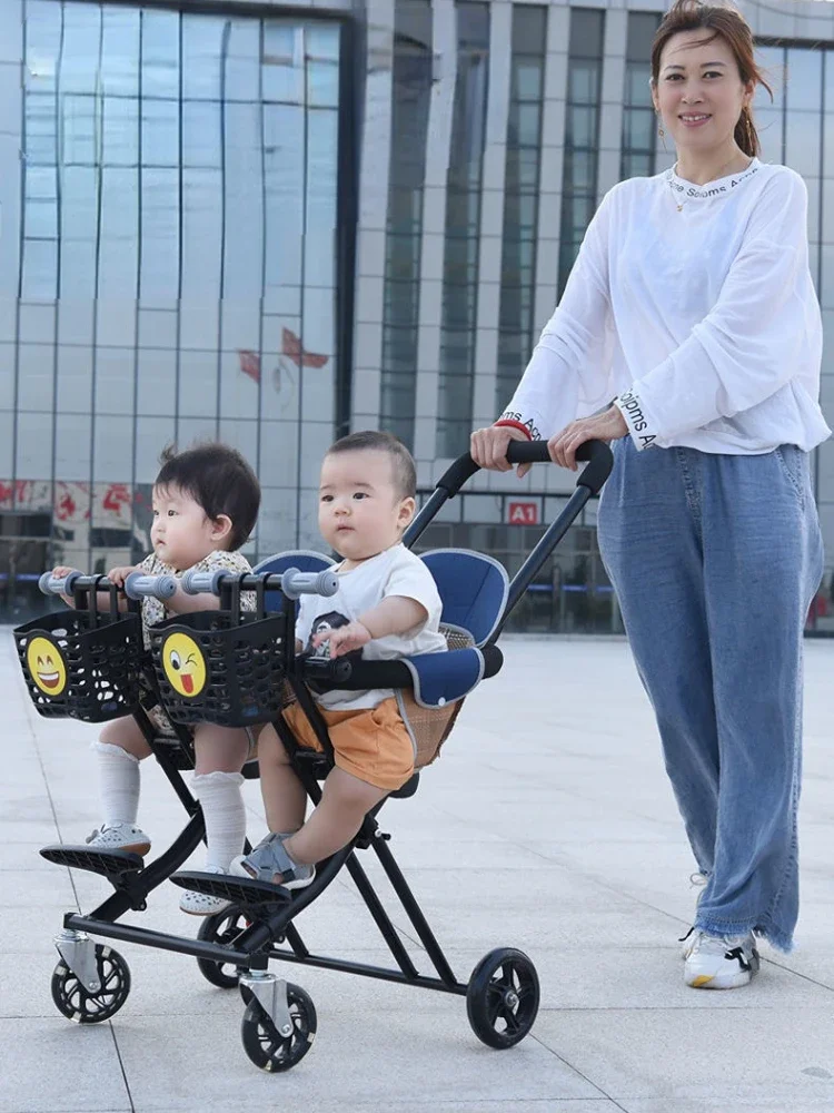 Twin Baby Stroller &ndash; Multifunctional Lightweight Foldable Pram for 6 Months to 6 Years, Versatile Child Walker