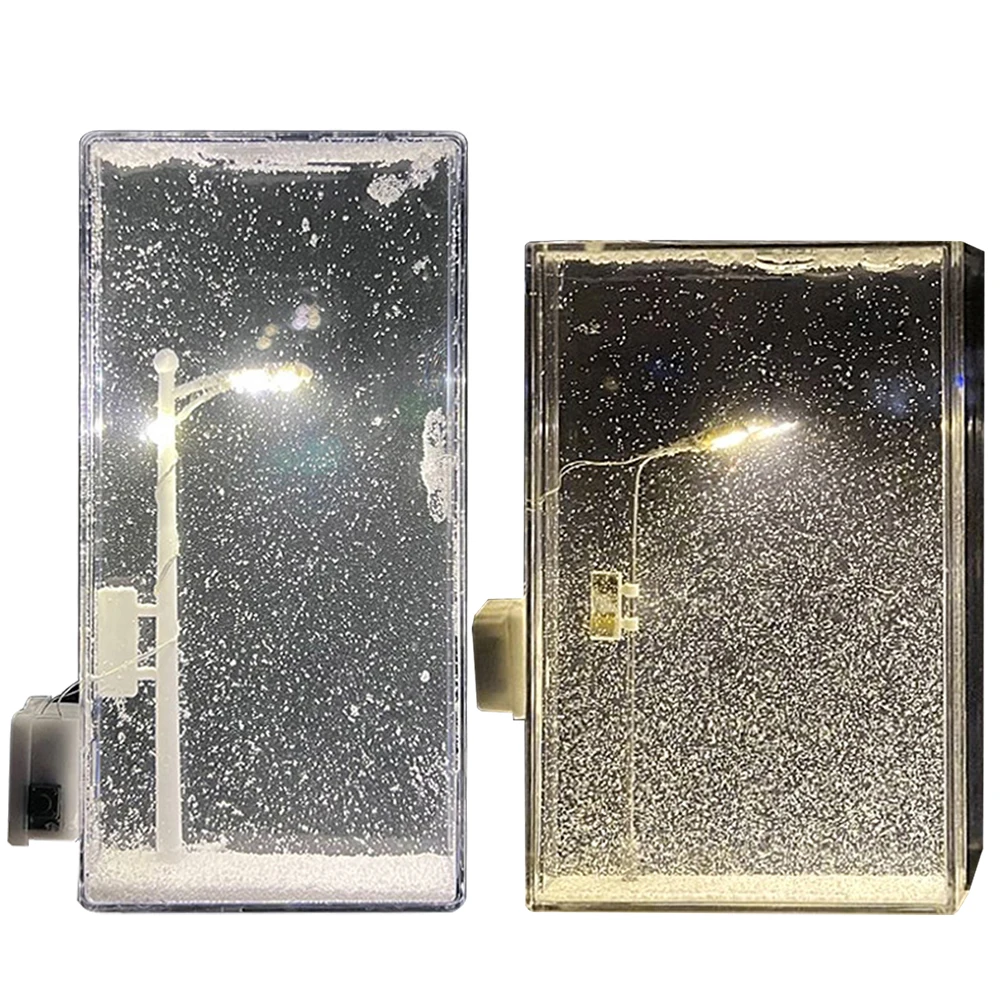 Snowy Night Flowing Mini Night Light Desk Light Snow Scene Street Light Handmade DIY Lighting Package Christmas Desktop Decor