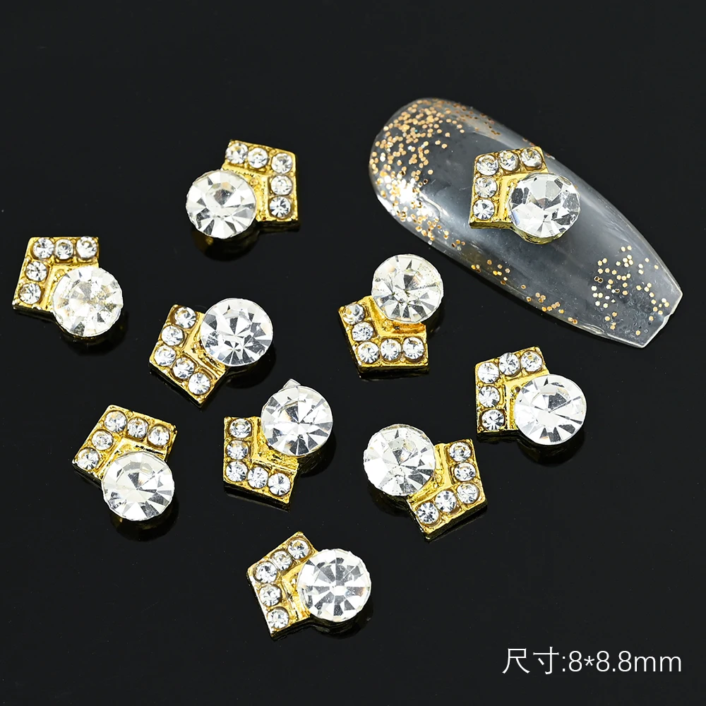 

10Pcs Glitter Rhinestones Nail Charm Alloy Crystal Diamond 3D Nail Art Decorations Shiny Jewelry Press on Nails Manicure Parts #