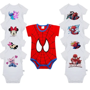 Estate nuova tuta a maniche corte vestiti striscianti per bambini in puro cotone cartone animato stampato borsa per neonati vestiti scoreggia 1