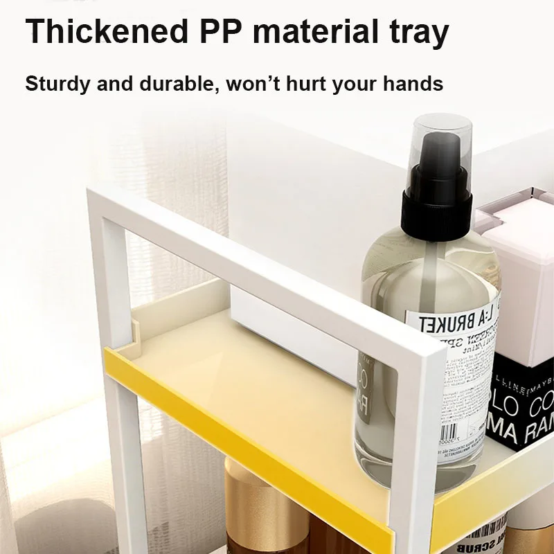 Dual Layer Space Saving Shelf, PP & Iron Makeup Organizer for Bathroom Counter/Desktop, Black White Multipurpose