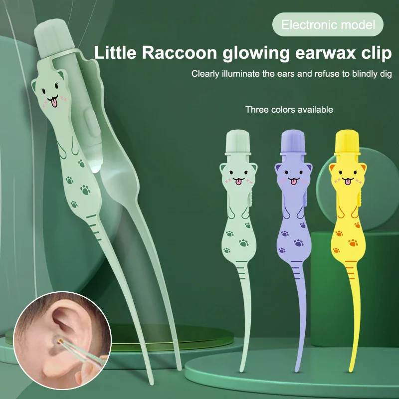 Baby Ear Cleaner Tweezer Soft Ear Picks LED Flash Light Ear Wax Curette Picker Ear Cleaning Tools Ear Wax Dig Removal Earpick
