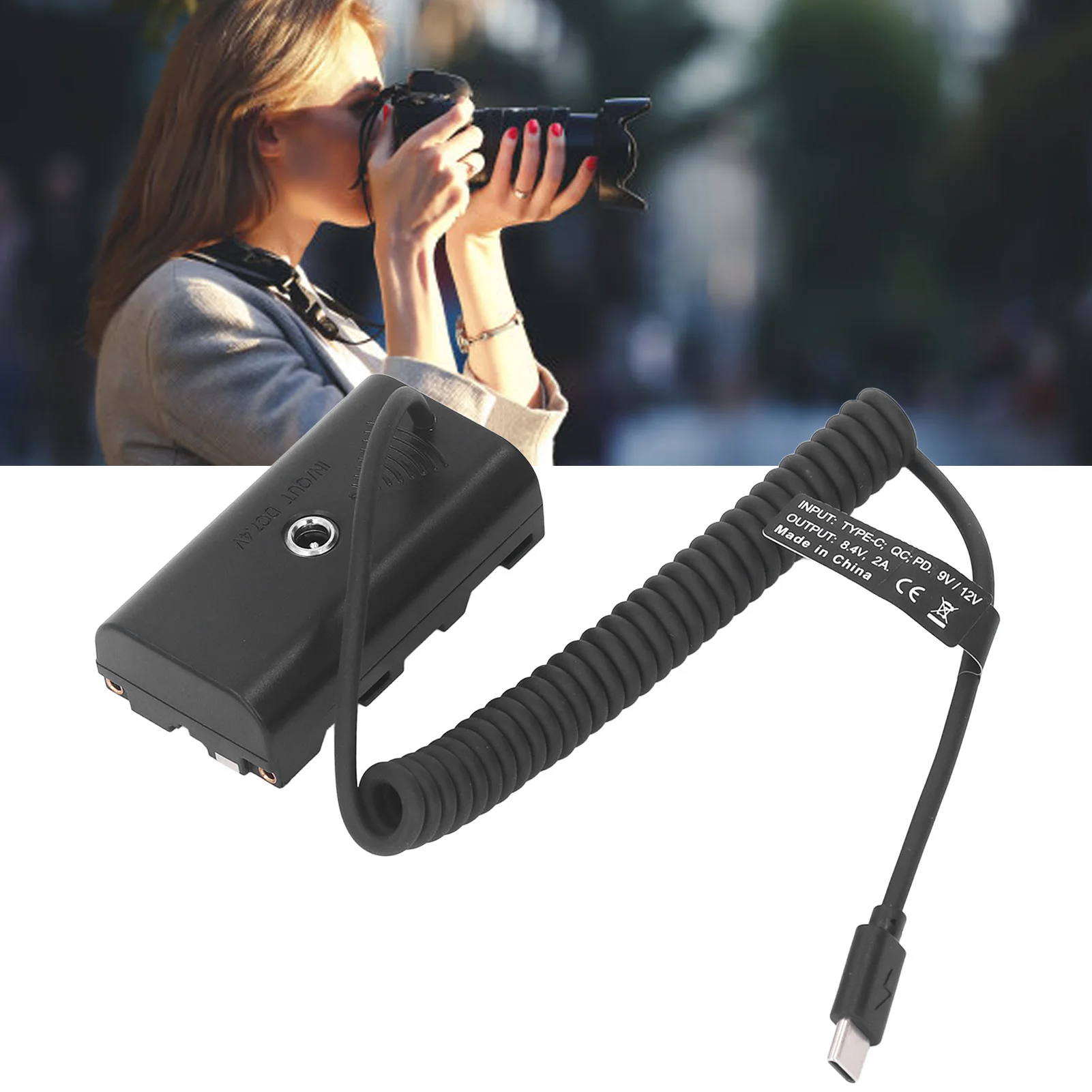 Dummy Battery Type C to NP F970 F750 F570 F550 Fast Charging Circuit Protection Spring Cable Continuous Power Adapter Camera battery charger adapter