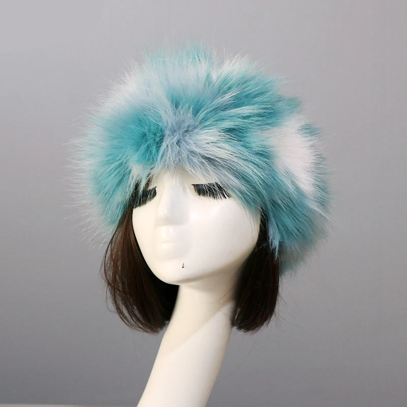 Colourful Pink Women Winter Warm Faux Fox Fur Hats Visor Cap Fluffy Fur Fashion Russian Style Female Round Cap Headgear Fur Caps 2