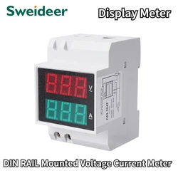 Din Rail SD52-2042 AC Voltage & Current Display Meter Panel Meter Multimentro Digital Mini Digital Display Modular Voltage Meter