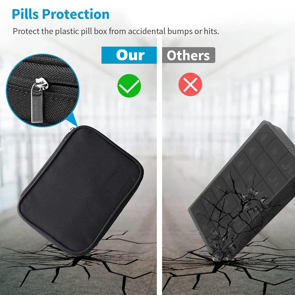 Weekly Pill Organizers  21 Grids 3 Times A Day Moisture-Proof Pill Box With PU Leather Case For Store Vitamin Medicine Fish Oils