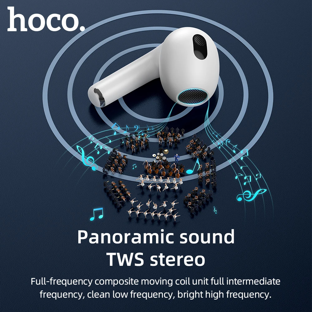 Hoco EW09 Bluetooth 5.1 TWS Wireless Earphone Stereo Headset Earbuds with Mic In Ear Handsfree Music Earphones with Charging Box