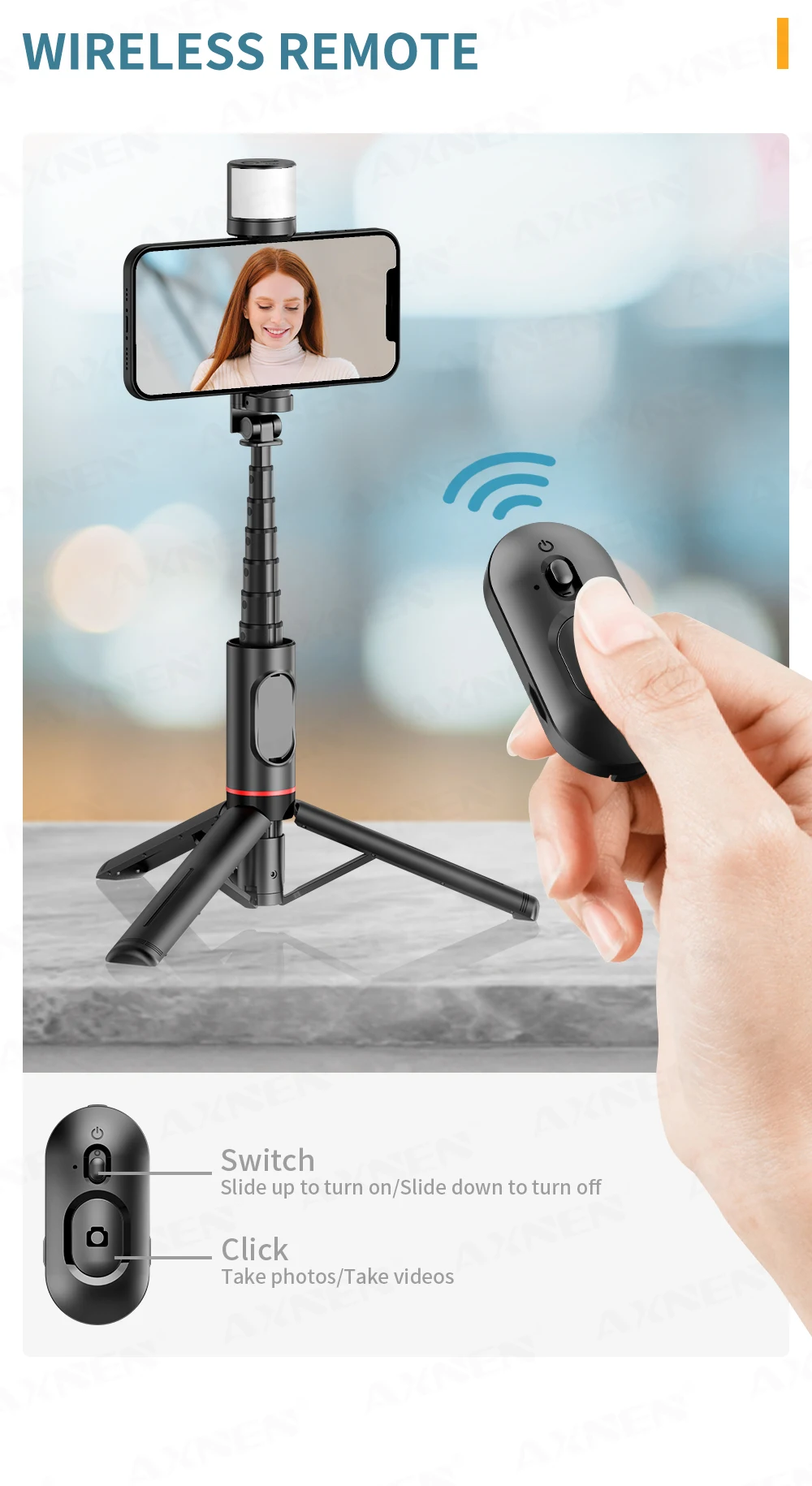 2026 NUOVO Q12S Asta selfie wireless pieghevole Monopiede Bluetooth con telecomando e luce di riempimento Treppiede per iPhone e Android_voghion.com
