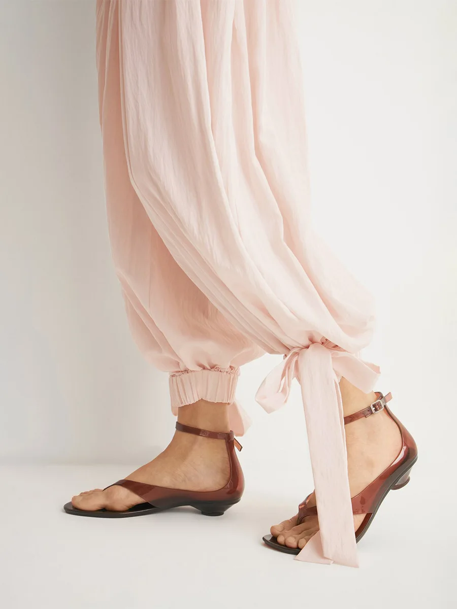 Bornladies Pink Wide Leg Pants Women's New Autumn Drawstring Lantern Style Loose Fit Comfortable Long Trousers