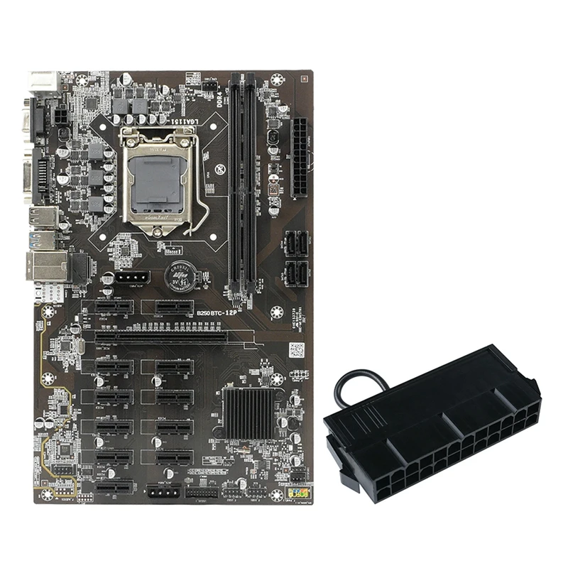 

Оригинальная материнская плата для майнинга BTC 12 PCIE, графический слот для карты LGA 1151 DDR4 16 Гб RAM SATA3.0 USB3.0 с 24Pin Power Starter