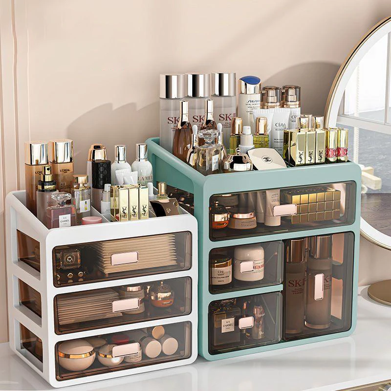 Large Capacity Drawer Makeup Organizer Transparent Cosmetic Jewelry Organizer Office Supplies Nail Polish Lipstick Storage Boxs 4