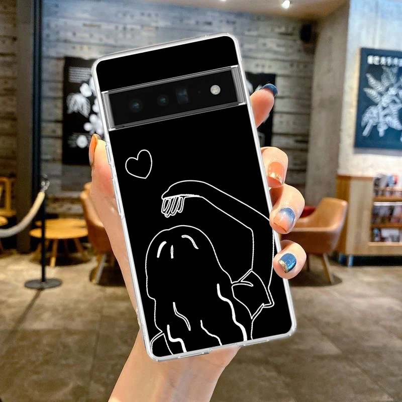 Couple Cartoon Sun and Moon Aesthetic Phone Case - Soft Clear TPU Cover