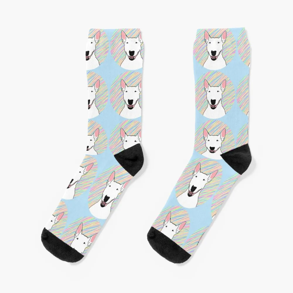 Bull terrier cute dog pet animal design Socks Black Socks Heating Sock
