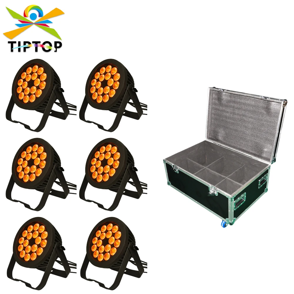 

6IN1 Flight чехол Pack 18x1 8W УФ водонепроницаемый светодиодный RGBWA Par 64 светильник литый алюминиевый корпус IP65 сертифицированный водонепроницаемый фонтан