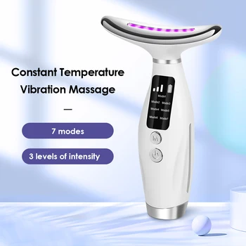 7 Colors LED Lights Face Neck Beauty Device Vibration Massage Improve Neck Lines Home Use Face Lifting Machine 7 Modes 3 Levels 1