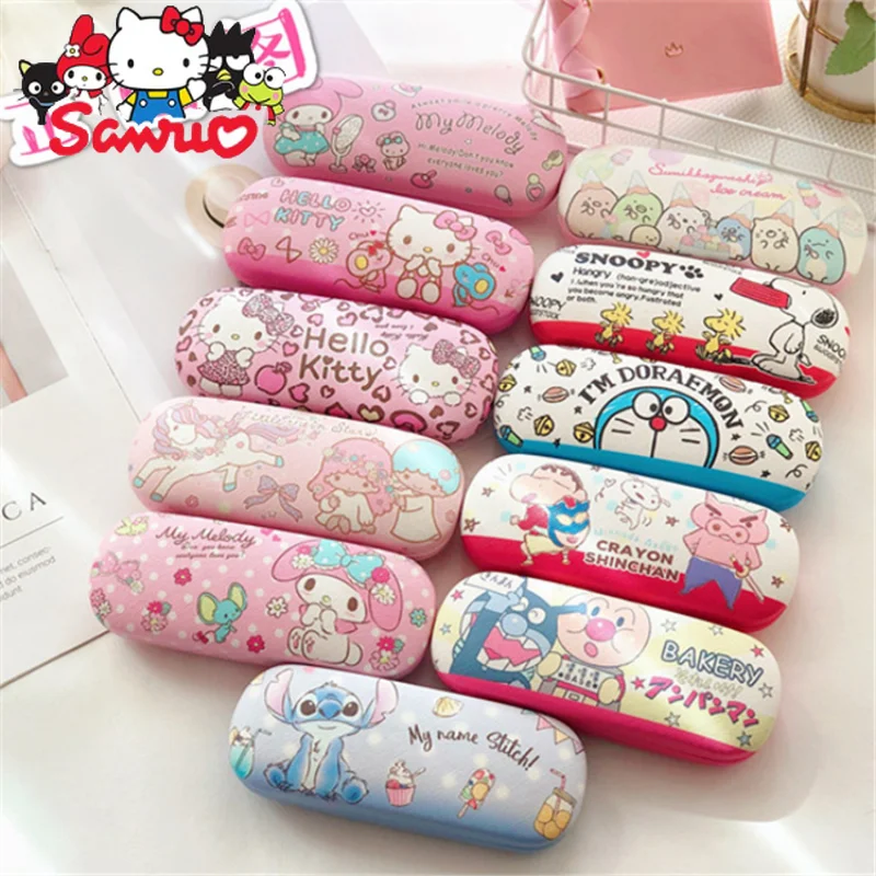 

Sanrio Melody Kuromi Hello Kitty Cinnamoroll Pochacco Cartoon Leather Glasses Case Japanese Student Myopia Glasses Storage Box