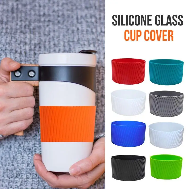 

Silicone Cup Sleeve Reusable Non-slip Heat Insulation Colored Coffee Cup Cover For Iced Hot Drink Water Bottle Cups Accessory