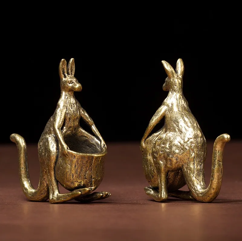 

Solid Brass Kangaroo Statue Desk Ornament Retro Copper Animal Miniature Figurine Decoration Gifts Home Decors Crafts Accessories
