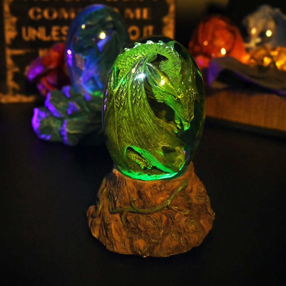 Lava Dragon Egg Crystal Trasparente Dream Green Dragon Statue Decor Resina Scultura Fatta A Mano Ornamenti Souvenir Regalo Di Natale