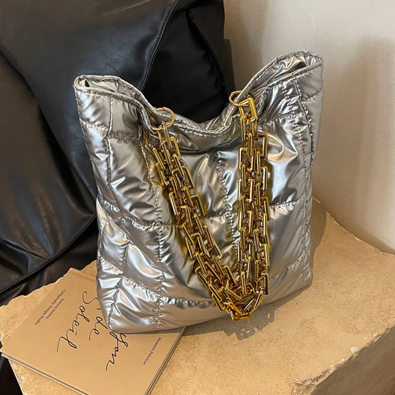 Borsa a spalla trapuntata donna elegante borsa tote puffer_voghion.com