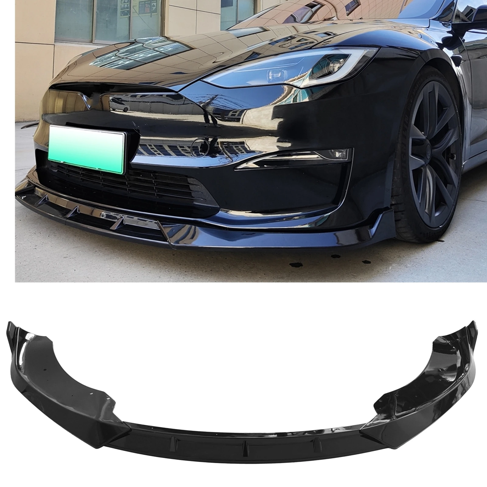 

Front Spoiler Splitter Lip Strip Trim Lower Splitter For Tesla Model S 2021-2023
