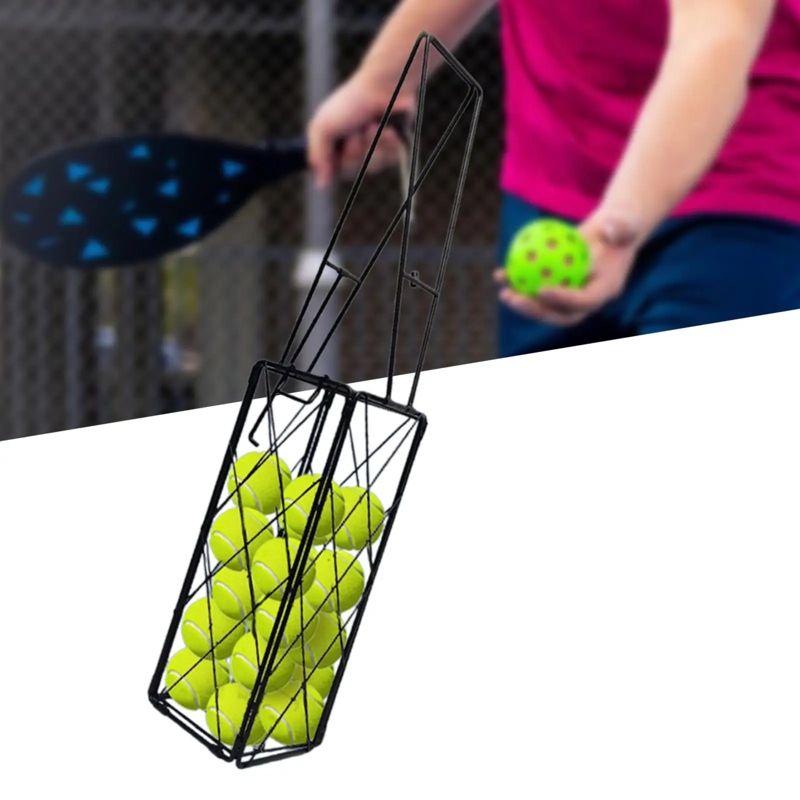 Pickleball Hooper Basket Tennis Ball Retriever Collector Equipment Portable Tool Picker Upper for Clubs Coaches Playrooms