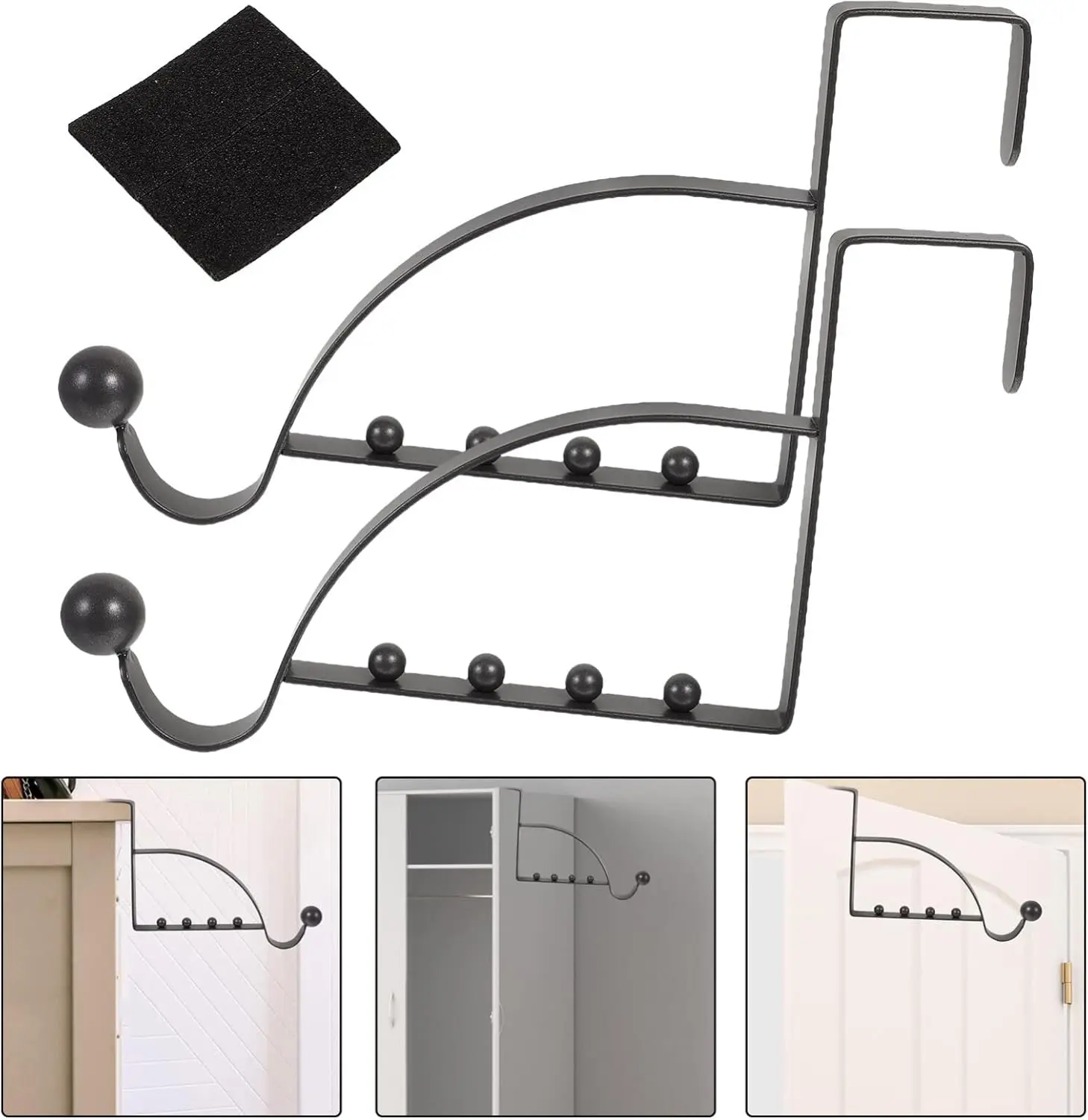 Adjustable Closet Door Hooks Hanger Metal Over The Door Clothes Drying Rack Multi Hanging Storage Hanger with Telescopic Pole 5