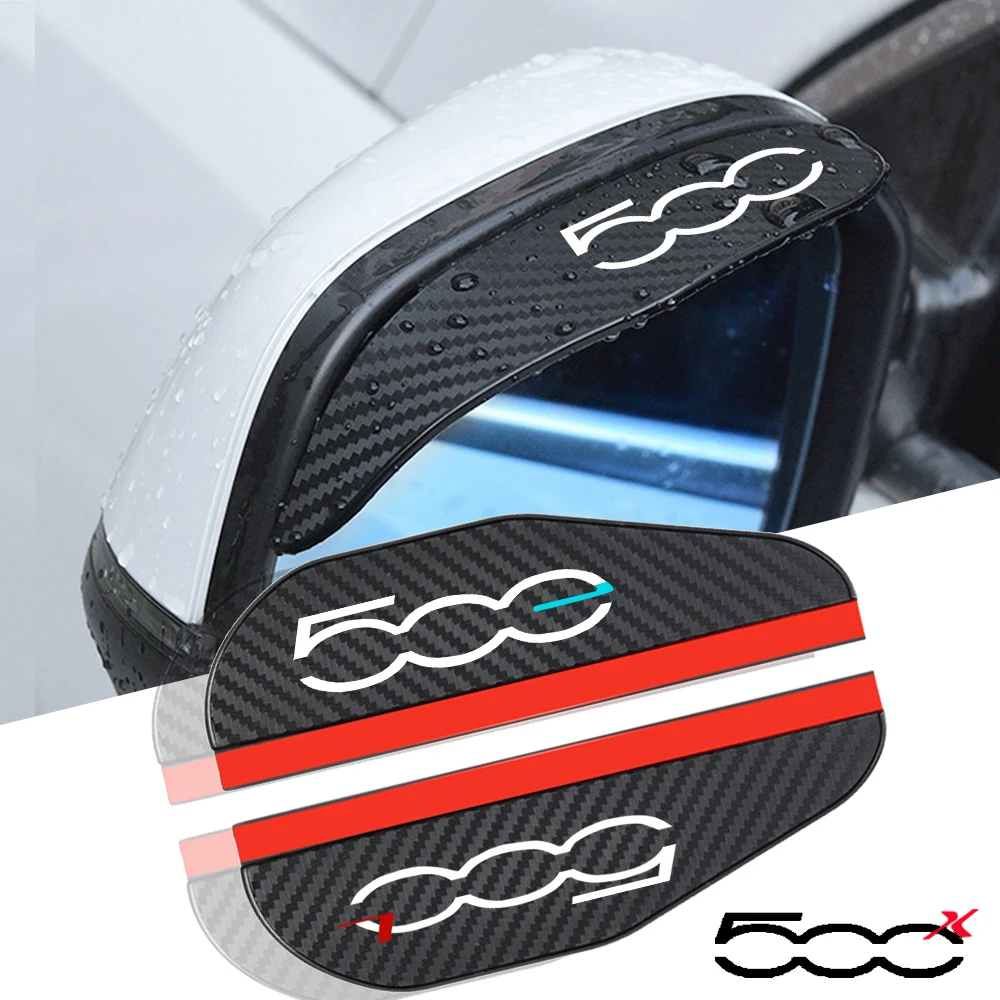 2Pcs car accessoires Awnings Shelters Rearview Mirror Rain Cover Carbon Fiber Side For FIAT 500 500E 500L 500C 500S 500X rearview mirror rain shield,rearview mirror rain eyebrow,car rearview mirror visor,rearview mirror rain guard,rearview mirror visor