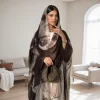 Abaya Chiffon Print 2pcs Set | Muslim Women Casual Open Front Long Kaftan with Matching Hijab