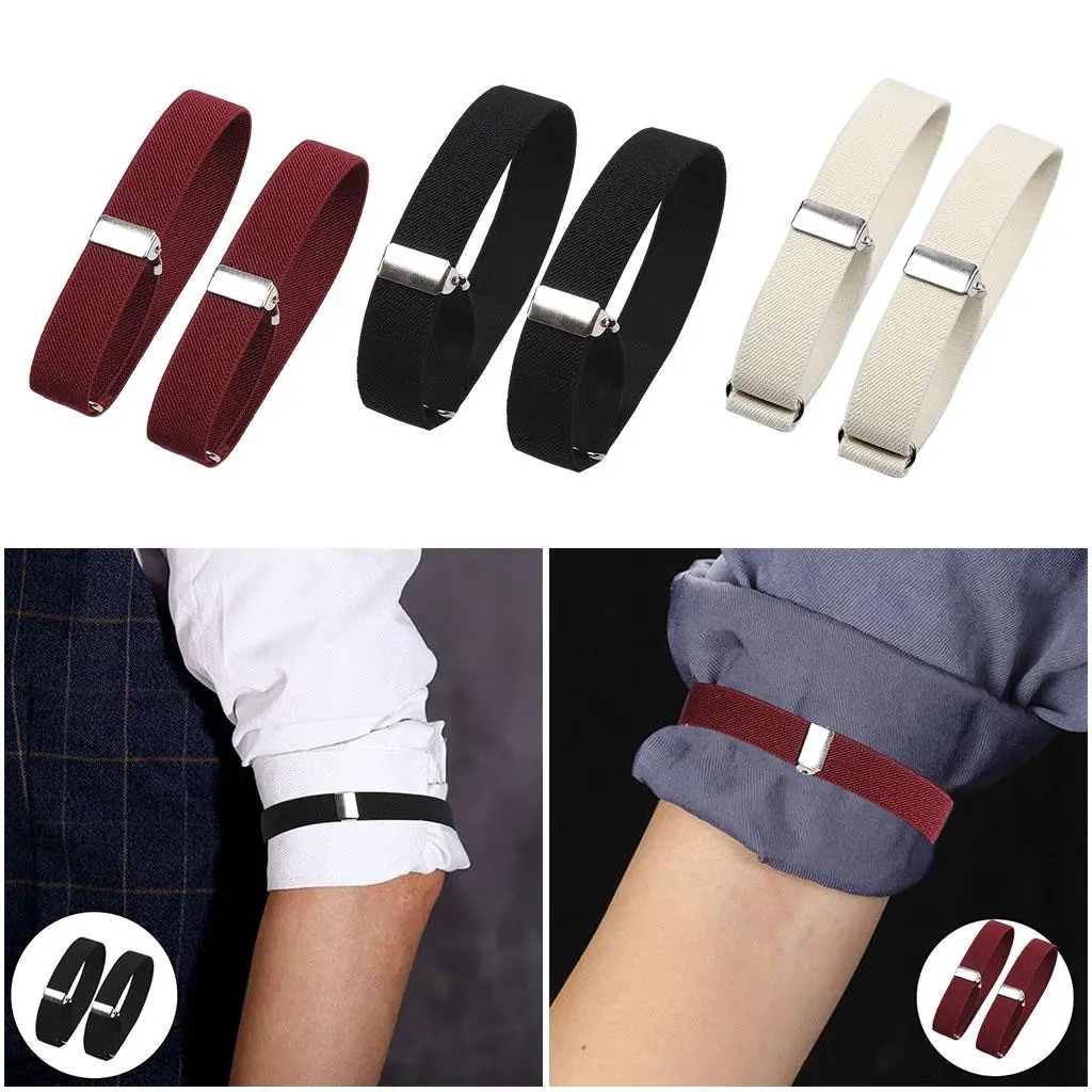 2Pcs Adjustable Mens Shirt Sleeve Holder Elasticated Armbands Unisex Ladies