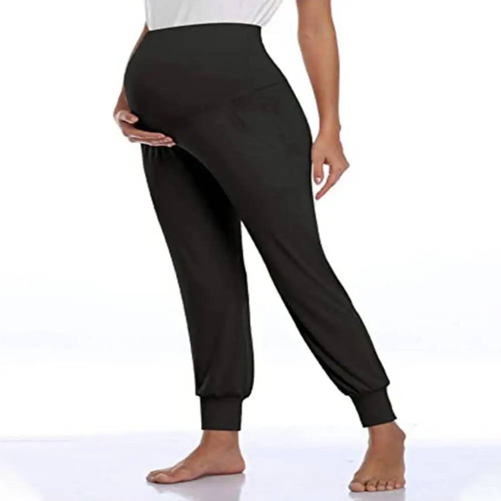 Maternity Trousers Summer New Pregnant Casual Loose Solid Color Belly Support Maternity Pants Elastic Waist Maternity Leggings 2