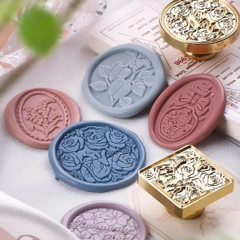 Description Picture 3 of itemRose Seal Wax Stamps Head Brass Carved Seal Head Flower Sealing Wax Stamp Scrapbooking DIY Envelope Invitation Gifts Decoration