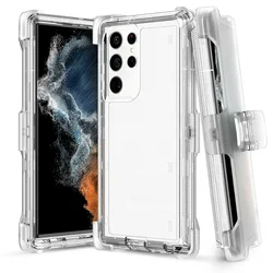 Luxury Armor Clear Shockproof Protective Case with Clip - Samsung Galaxy S20+ (Case and Clip)