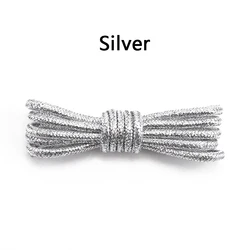 Radiant Metallic Glitter Round Shoelaces in Vibrant Gradient Hues - 160cm (Silver)