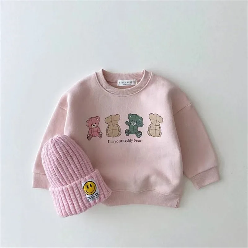New Baby Hoodies Cute Bear Print Infant Boys Cartoon Tops Autumn Kids Long Sleeve Sweatshirt Cotton Girls Clothes Girl sweatshirt Kids sweatshirt